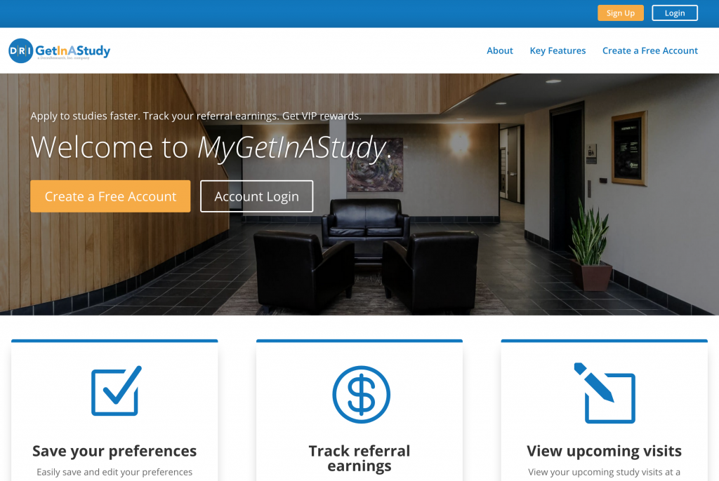 DermResearch participant portal - My GetInAStudy